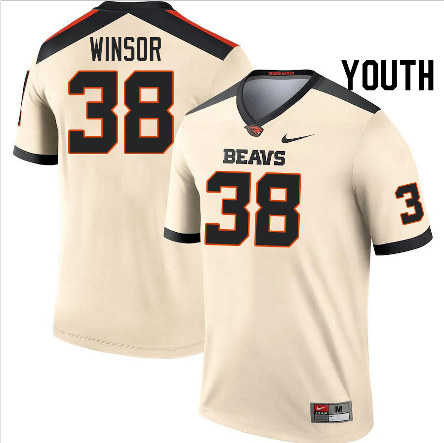 Youth #38 AJ Winsor Oregon State Beavers College Football Jerseys Stitched-Cream